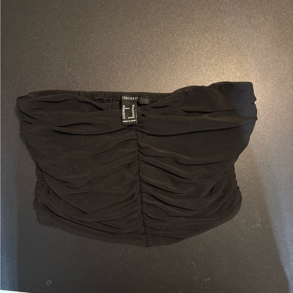 Forever 21 Black Gathered Tube Top